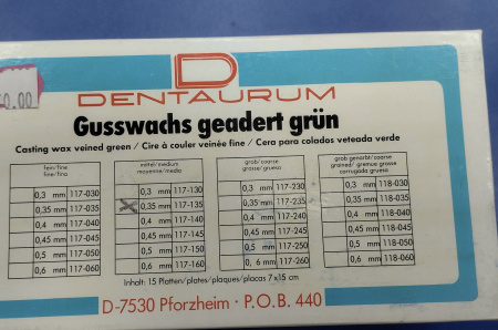 Dentaurum воск литейный со средним рифлением 0,35мм 7*15см 15 пластин