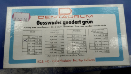 Dentaurum воск литейный с мелким рифлением 0,35мм 7*15см 15 пластин
