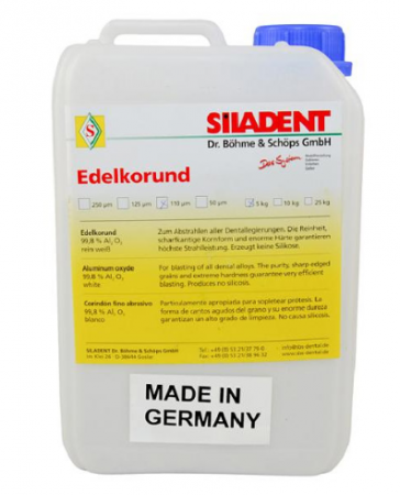 Песок/электрокорунд для пескоструйного аппарата Siladent Edelkorund 110мкм, белый, канистра 5кг
